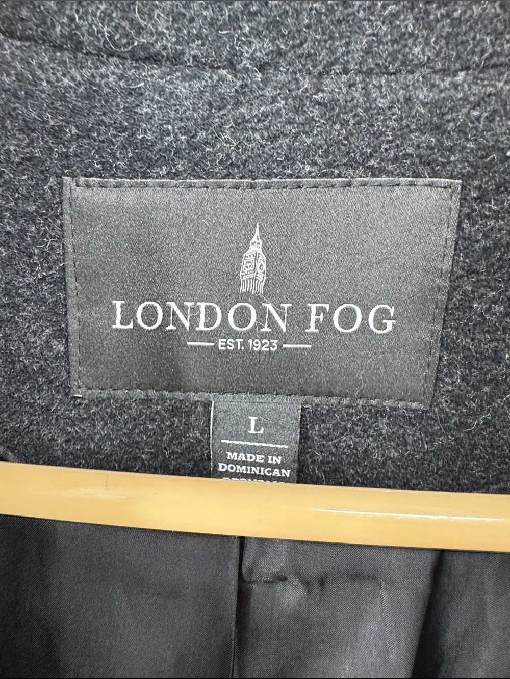 London Fog Women's Dark Charcoal Pea Coat L wool blend winter outdoors neutral